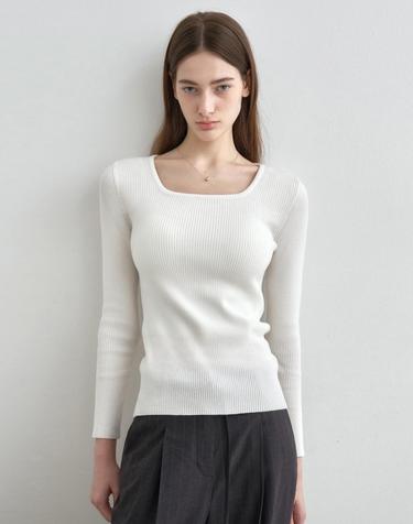 스퀘어 넥 골지 니트 MDKT063_5 Colors