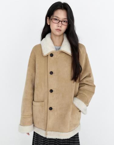 리버시블 스웨이드 무스탕 베이지 MDJK038BEIGE
