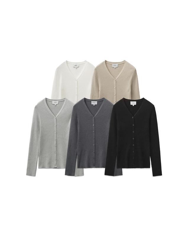 몽돌 골지 브이넥 가디건 MDCD034_5 Colors 착용컷