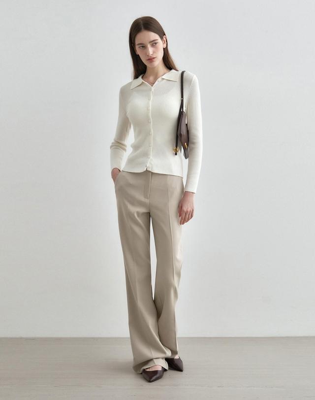 몽돌 세미 부츠컷 슬랙스 베이지 MDPT021BEIGE 착용컷