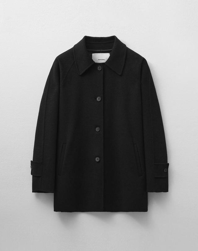 몽돌 캐시미어 울 핸드메이드 하프 코트 블랙 MDCT013BLACK 착용컷