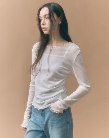 사이드 셔링 메쉬 롱슬리브 아이보리 MDTS061IVORY