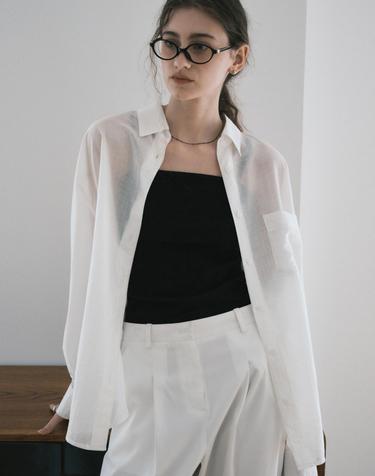 텐셀 시스루 루즈핏 셔츠 화이트 MDSH019WHITE