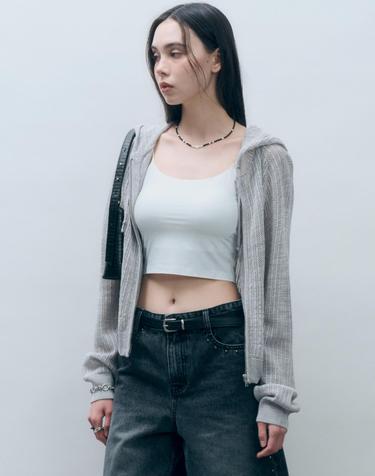크로쉐 니트 후드 집업 라이트그레이 MDCD040LGRAY
