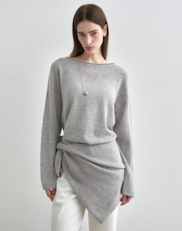 루즈 알파카 보트넥 니트 탑 그레이 MDKT119GRAY