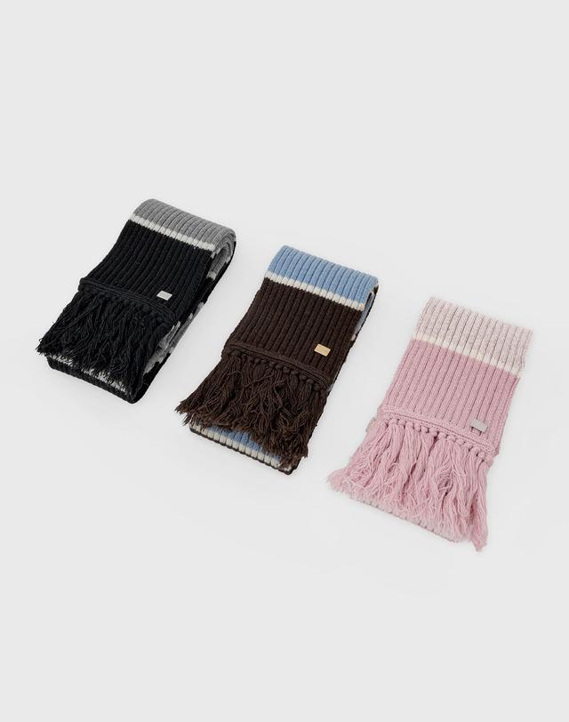 몽돌 스트라이프 골지 울 니트 머플러 MDAC055_3 Colors 착용컷