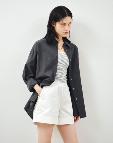 소프트 터치 오버핏 코튼 셔츠 차콜 MDSH027CHARCOAL