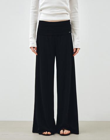 폴더블 밴딩 와이드 팬츠 블랙 MDPT083BLACK