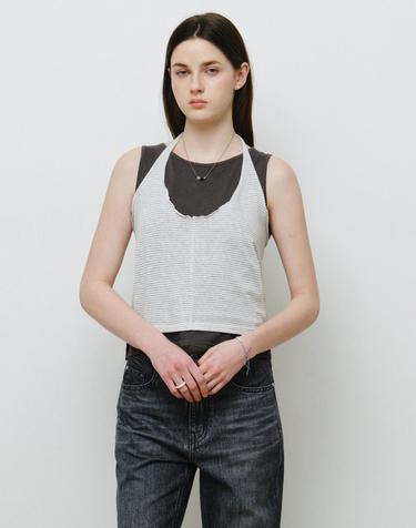 [SET] 홀터넥 레이어드 슬리브리스 화이트 MDTS101WHITE