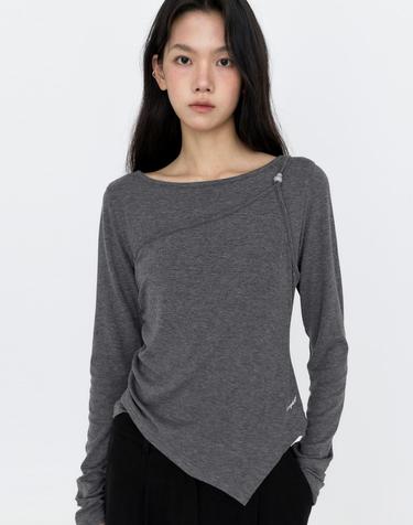 [SET] 원숄더 슬리브리스 레이어드 티셔츠 차콜 MDTS107CHARCOAL