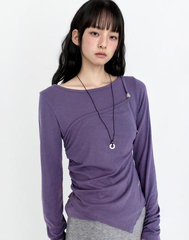 [SET] 원숄더 슬리브리스 레이어드 티셔츠 퍼플 MDTS107PURPLE