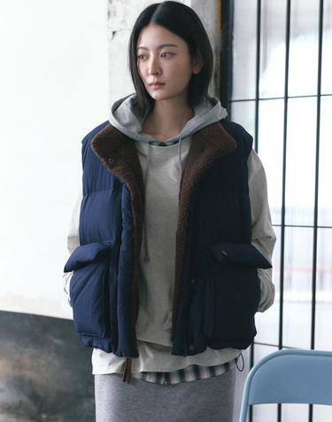 [10/13 예약배송] 덕 다운 오버핏 패딩 베스트 네이비 MDJP026NAVY