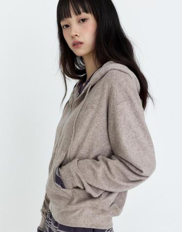 소프트 에센셜 후드 집업 라이트브라운 MDTS104LBROWN