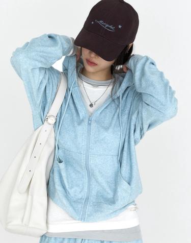 소프트 에센셜 후드 집업 블루 MDTS104BLUE
