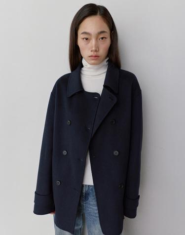 울 캐시미어 핸드메이드 더블 하프 코트 네이비 MDCT019NAVY