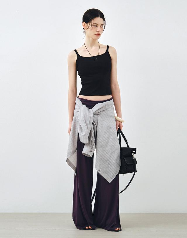 몽돌 폴더블 밴딩 와이드 팬츠 바이올렛 MDPT083VIOLET 착용컷