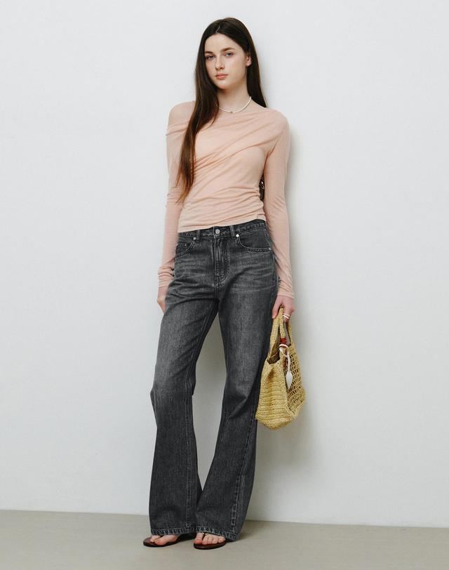 몽돌 [Premium] 내추럴 세미 부츠컷 데님 진 그레이 MDPT059GRAY 착용컷
