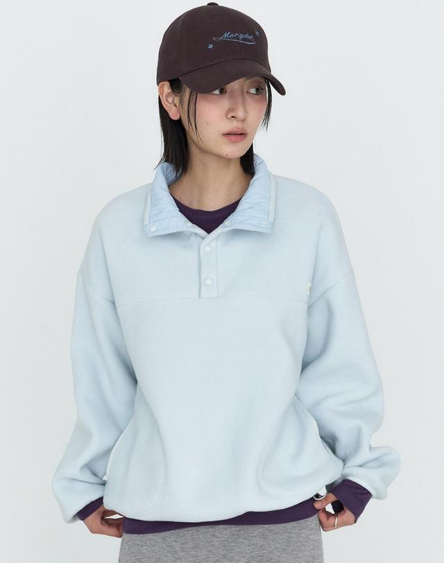 몽돌 하프 스냅 플리스 아노락 스카이블루 MDTS103SKYBLUE 착용컷