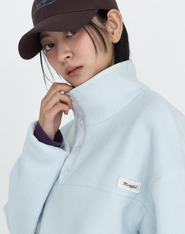 몽돌 하프 스냅 플리스 아노락 스카이블루 MDTS103SKYBLUE 착용컷