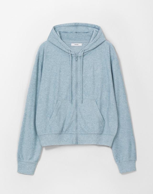 몽돌 소프트 에센셜 후드 집업 블루 MDTS104BLUE 착용컷