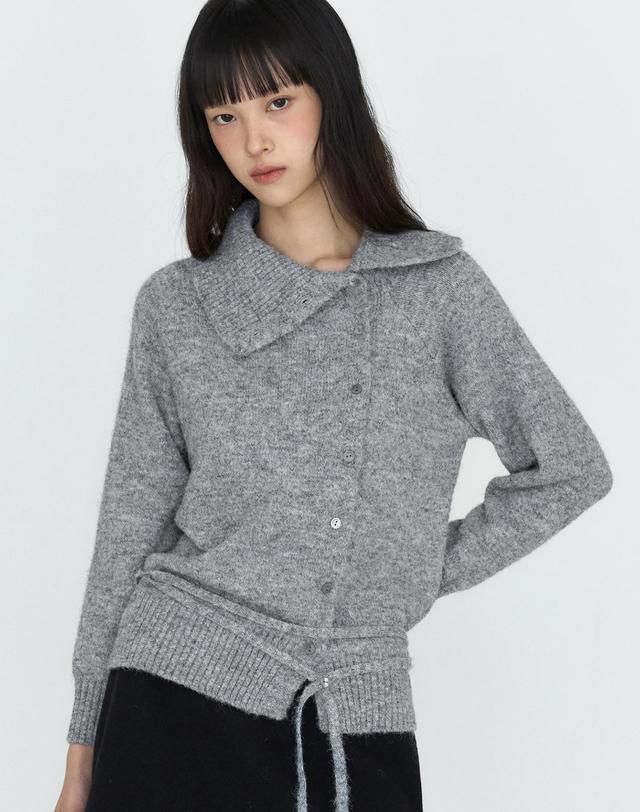 몽돌 언발란스 카라 니트 가디건 그레이 MDKT137GRAY 착용컷