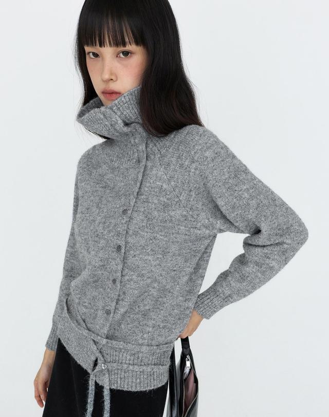 몽돌 언발란스 카라 니트 가디건 그레이 MDKT137GRAY 착용컷