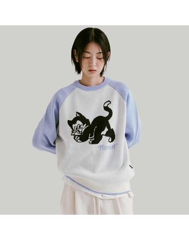 고양이 래글런 크루넥 니트 (MKUCA8002)