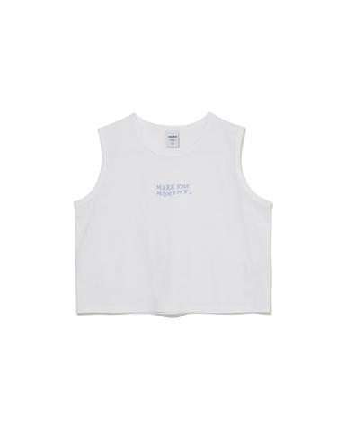 여성 웨이브 슬로건 민소매 크롭 티셔츠(MIIBC8856)