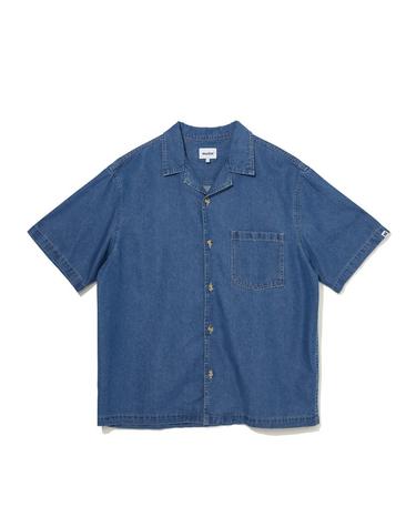 워싱 데님 오픈 칼라 셔츠 네이비 (MIBAC5501)