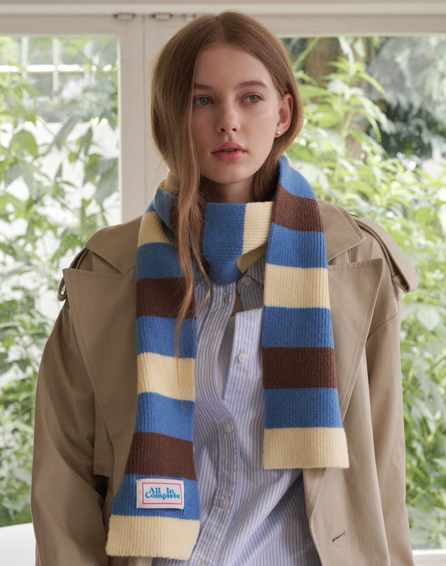 올인컴플리트 3 Stripe Knit Muffler (2 Colors) 착용컷
