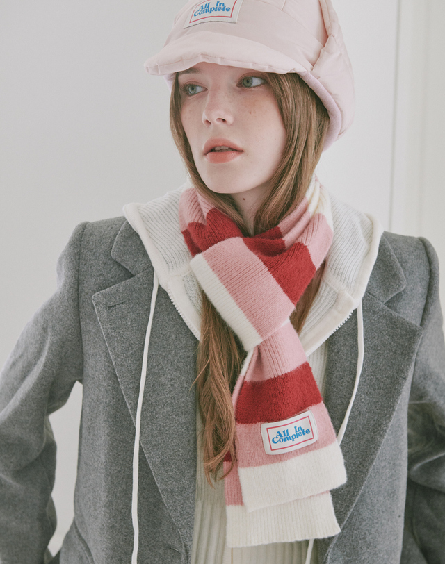 올인컴플리트 3 Stripe Knit Muffler (2 Colors) 착용컷