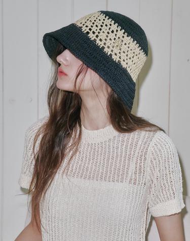 Color Block Paper Crochet Hat (2 Colors)