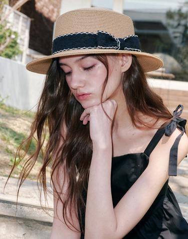 Wave Ribbon Boater Hat (2 Colors)