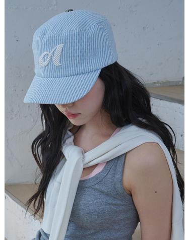 Argyle Stripe Denim Pillbox Cap (2 Colors)