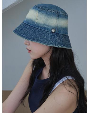 Vintage Bleaching Denim Bucket Hat (2 Colors)