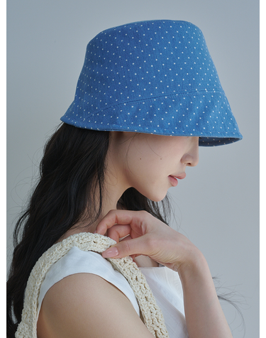 Dot Denim Moon Bucket Hat