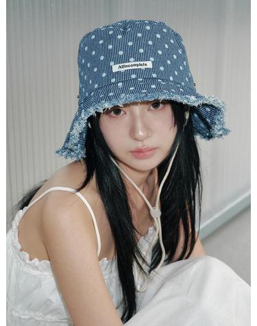 Dot Stripe Denim Safari Hat