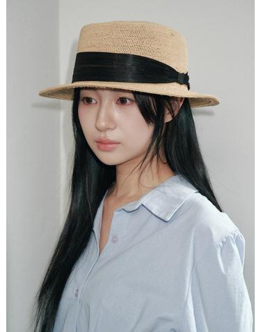 Band Raffia Boater Hat