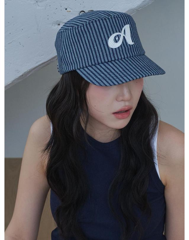 올인컴플리트 Stripe Stitch Denim Pillbox Cap 착용컷