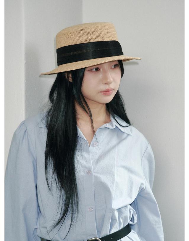 올인컴플리트 Band Raffia Boater Hat 착용컷