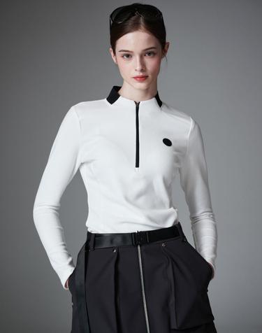 Soft fleece contrast zip up 플리스 슬림 집업