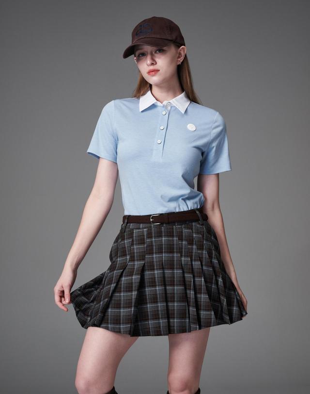 크림골프 Woven collar textured T 우븐 배색 카라T 착용컷