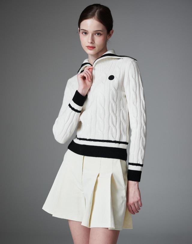 크림골프 Contraste half zip up 컨트라스트 하프 니트 집업 착용컷