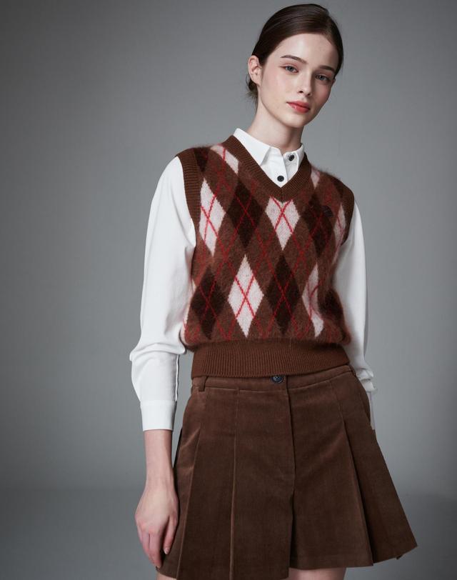 크림골프 Mohair argyle VEST 모헤어 아가일 니트 베스트 착용컷