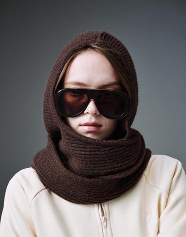 크림골프 Knit Hood Muffler 니트 후드 목도리