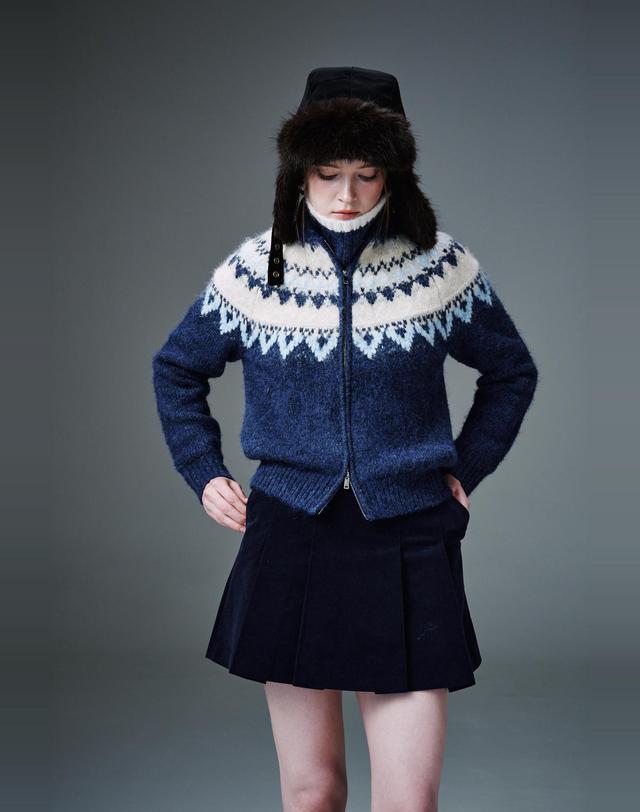 크림골프 Windproof Nordic Zip Cardigan 방풍 노르딕 집업 가디건 착용컷