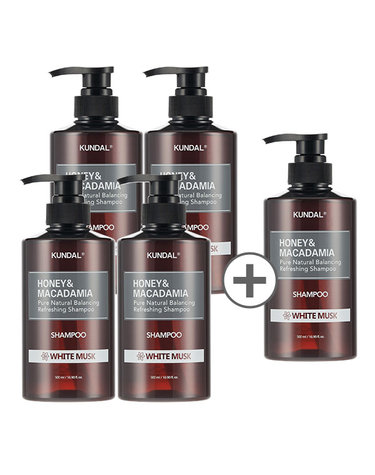 [30% 쿠폰+무료배송+사은품증정]허니&마카다미아 네이처 샴푸 500ml 4+1 화이트머스크