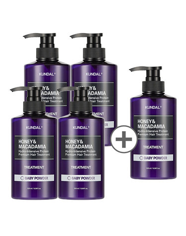 [30% 쿠폰+무료배송+사은품증정]허니&마카다미아 단백질 트리트먼트 500ml 4+1 베이비파우더