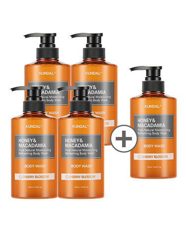 [30% 쿠폰+무료배송+사은품증정]허니&마카다미아 퓨어 바디워시 500ml 4+1 체리블라썸