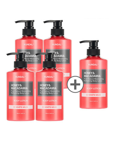 [30% 쿠폰+무료배송+사은품증정]허니&마카다미아 퓨어 바디로션 500ml 4+1 화이트머스크